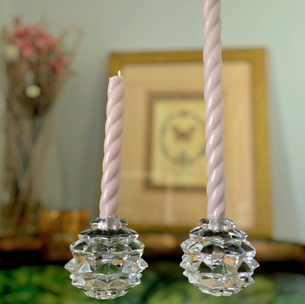 Tiffany & Co Pinecone Crystal Candle Holders